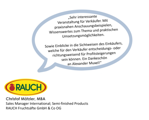 Empfehlungs-Marketing, Testimonials, Impuls-Seminare, WIFI Vorarlberg, Referenzen, Alexander Muxel, Rauch Fruchtsaefte